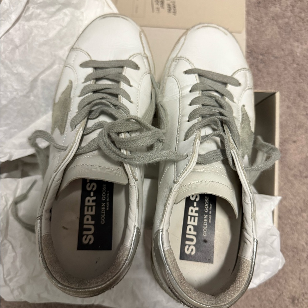 Golden Goose Super-Star Classic Sneakers in White and Gray - Picture 2 of 9